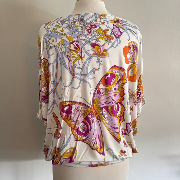 Italian Designer Emilio Pucci Butterfly Sleeve Scoop Neck Top - Size 42 - Picture 10 of 14